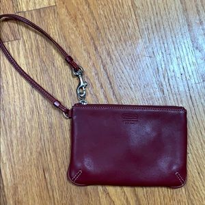 Small Coach Red Leather Wristlet